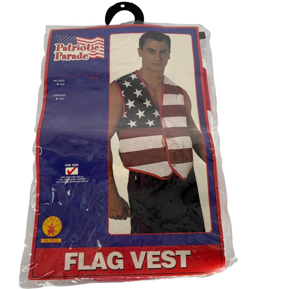 Patriotic Parade Flag Vest Costume - USA Flag Design - One Size Fits Most - Red